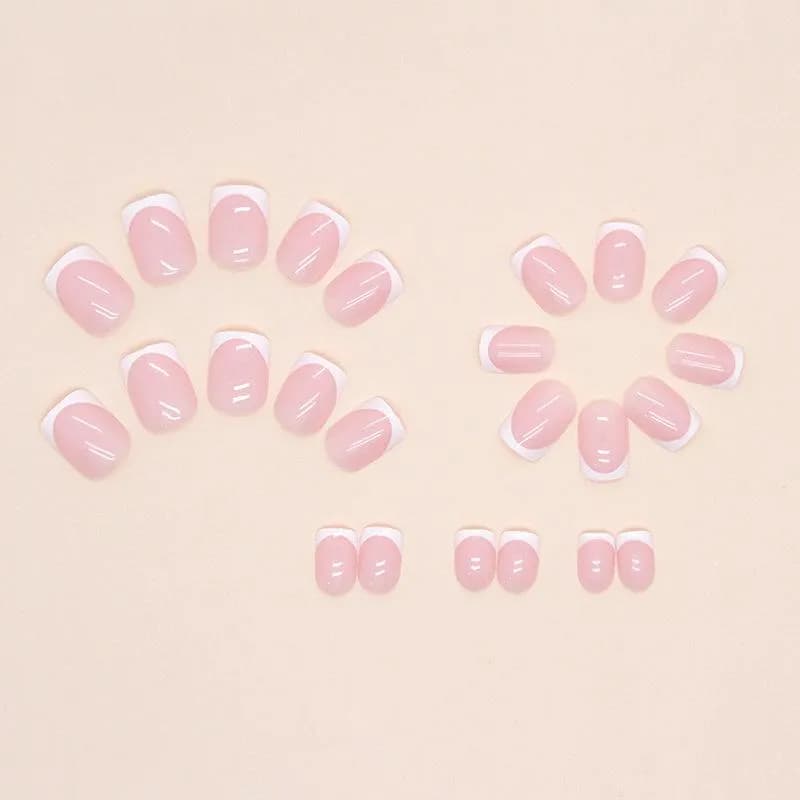 24pcs Short Pink & White French Press detail 2